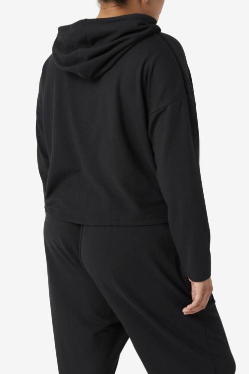 Black Women's Fila Fi-lux Cropped Hoodie | Fila089JV