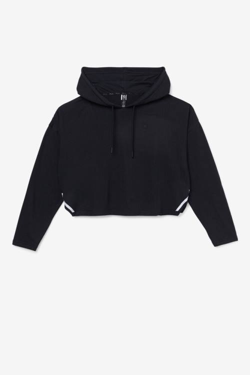 Black Women\'s Fila Fi-lux Cropped Hoodie | Fila182ON