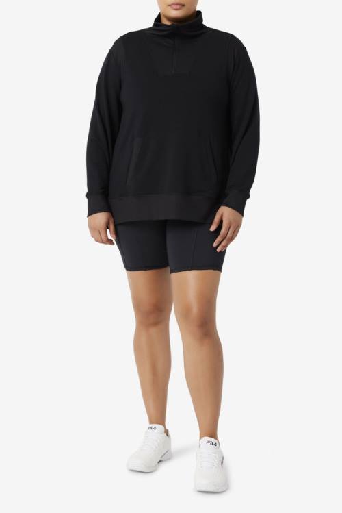 Black Women's Fila Fi-lux Half Zip Sweatshirts | Fila401IU