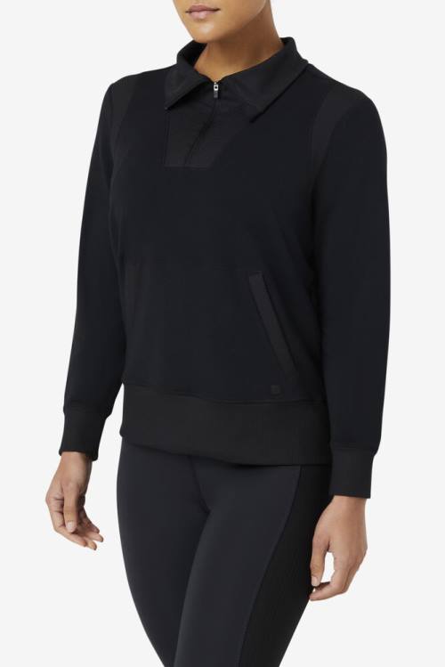 Black Women's Fila Fi-lux Half Zip Sweatshirts | Fila495RW