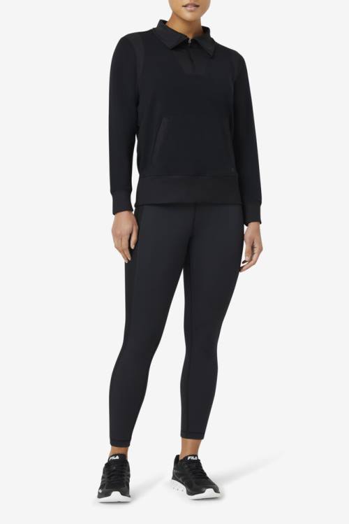 Black Women's Fila Fi-lux Half Zip Sweatshirts | Fila495RW