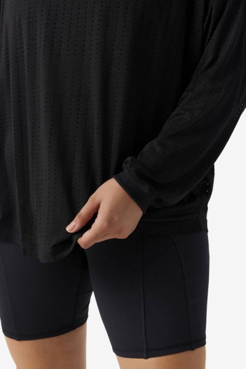 Black Women's Fila Fi-lux Mesh Long Sleeve Top T Shirts | Fila836ZS