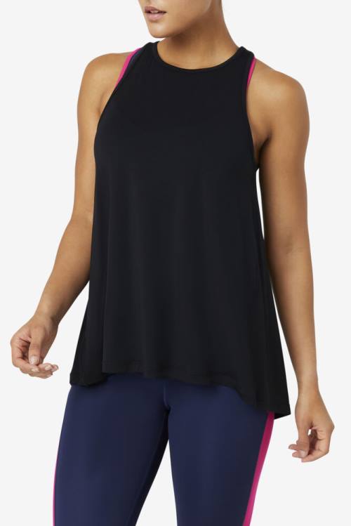 Black Women's Fila Fi-lux Open Back Tank Sports Tops | Fila823RV