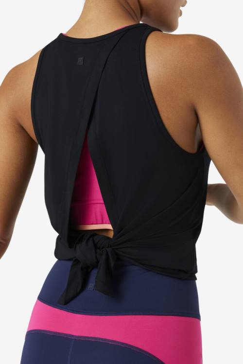 Black Women's Fila Fi-lux Open Back Tank Sports Tops | Fila823RV