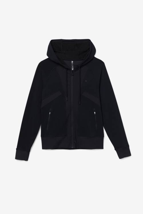 Black Women\'s Fila Fi-lux Texture Full Zip Hoodie | Fila124XK