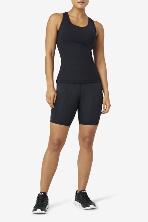 Black Women's Fila Forza 8' Texture Bike Shorts | Fila054QV