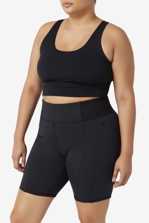 Black Women's Fila Forza 8' Texture Bike Shorts | Fila321FA