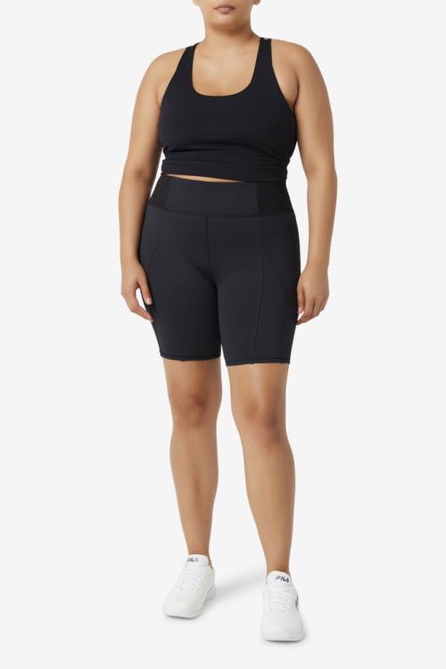 Black Women's Fila Forza 8' Texture Bike Shorts | Fila321FA