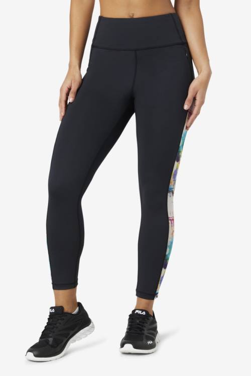 Black Women's Fila Forza Contrast 7/8 Leggings | Fila301OJ