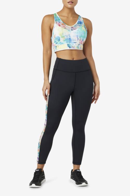 Black Women's Fila Forza Contrast 7/8 Leggings | Fila301OJ