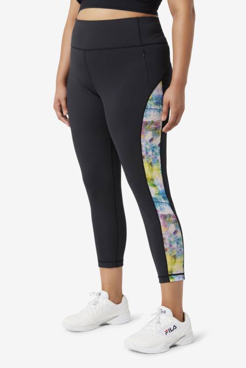 Black Women's Fila Forza Contrast 7/8 Leggings | Fila692UF