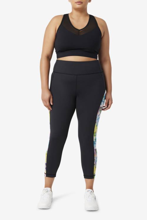 Black Women's Fila Forza Contrast 7/8 Leggings | Fila692UF