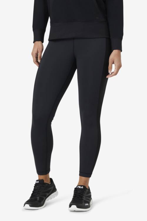 Black Women's Fila Forza Texture High Waist Leggings | Fila501NJ