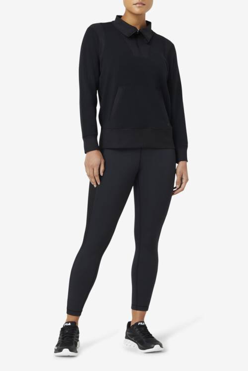 Black Women's Fila Forza Texture High Waist Leggings | Fila501NJ