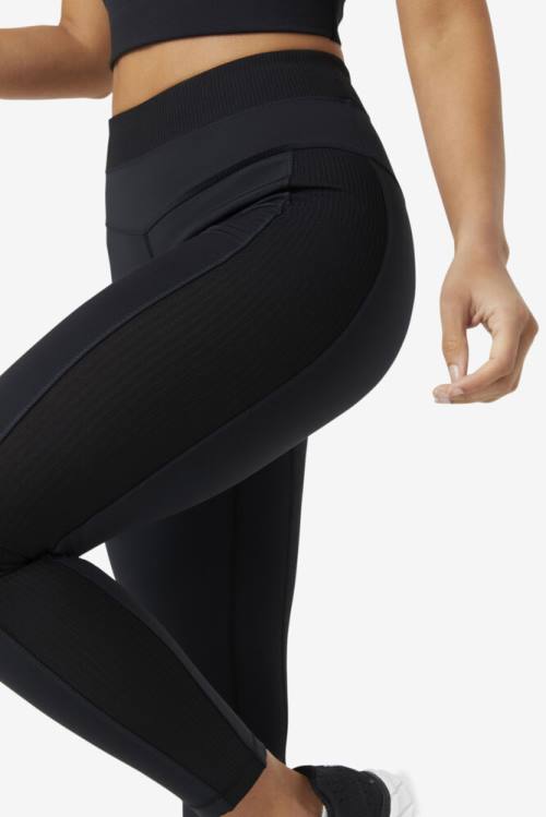 Black Women's Fila Forza Texture High Waist Leggings | Fila501NJ