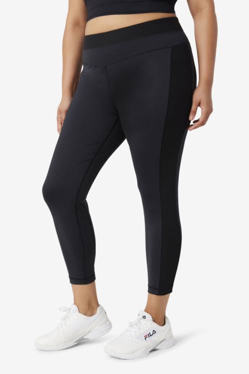 Black Women's Fila Forza Texture High Waist Leggings | Fila681WN