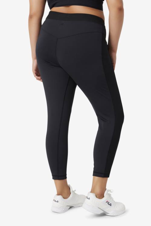 Black Women's Fila Forza Texture High Waist Leggings | Fila681WN