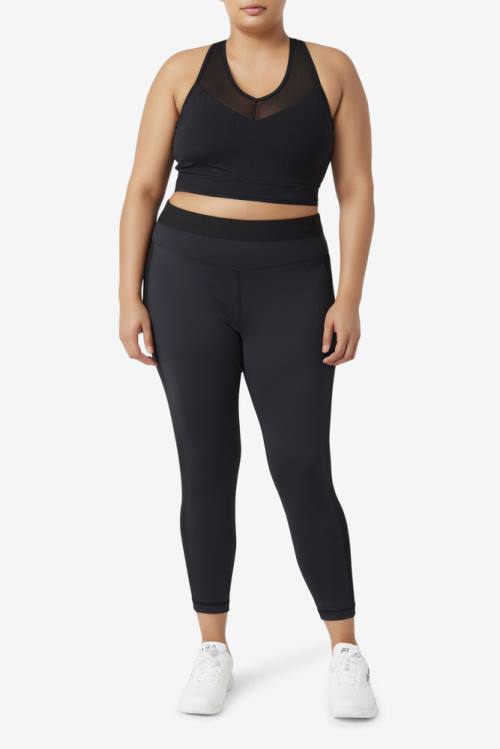 Black Women's Fila Forza Texture High Waist Leggings | Fila681WN