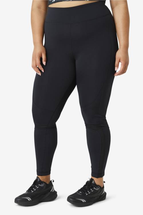 Black Women's Fila Forza Textured Long Leggings | Fila325DV