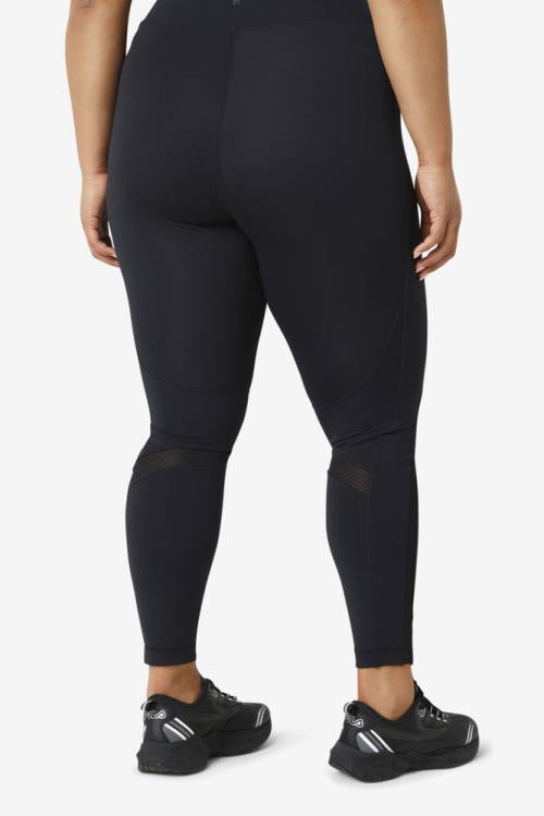 Black Women's Fila Forza Textured Long Leggings | Fila325DV