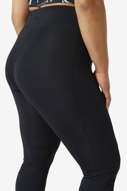 Black Women's Fila Forza Textured Long Leggings | Fila325DV