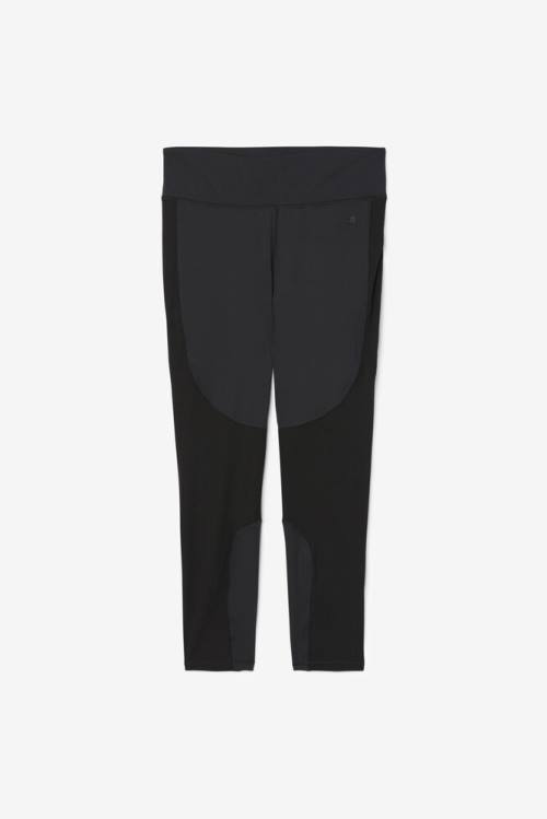 Black Women\'s Fila Forza Textured Long Leggings | Fila325DV