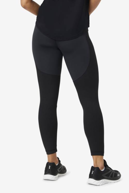 Black Women's Fila Forza Textured Long Leggings | Fila846ZR