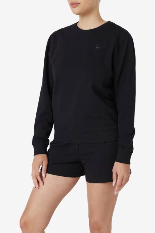 Black Women's Fila Kaydence Crew Sweatshirts | Fila634TC