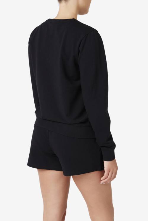 Black Women's Fila Kaydence Crew Sweatshirts | Fila634TC