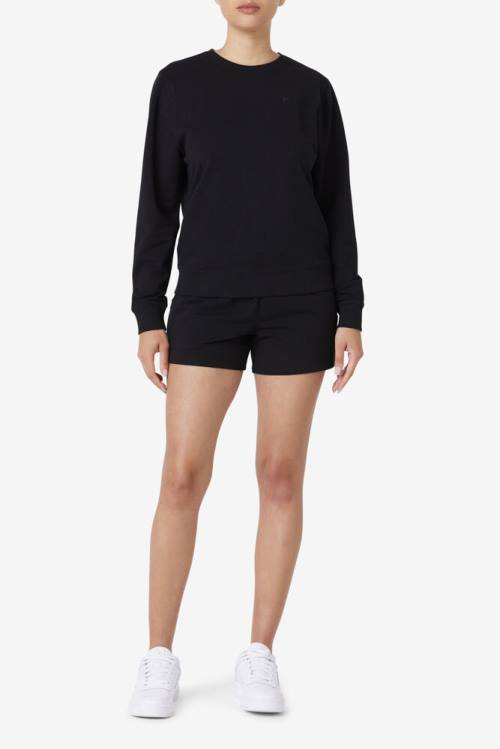 Black Women's Fila Kaydence Crew Sweatshirts | Fila634TC