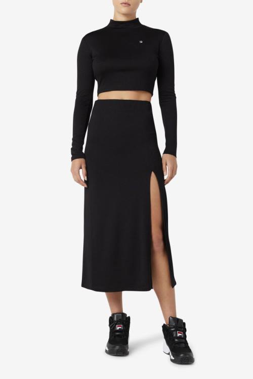 Black Women's Fila Londyn Midi Skirts | Fila190ET