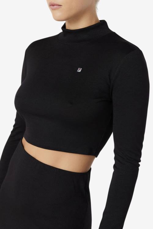 Black Women's Fila Luise Turtleneck Sports Tops | Fila361HM