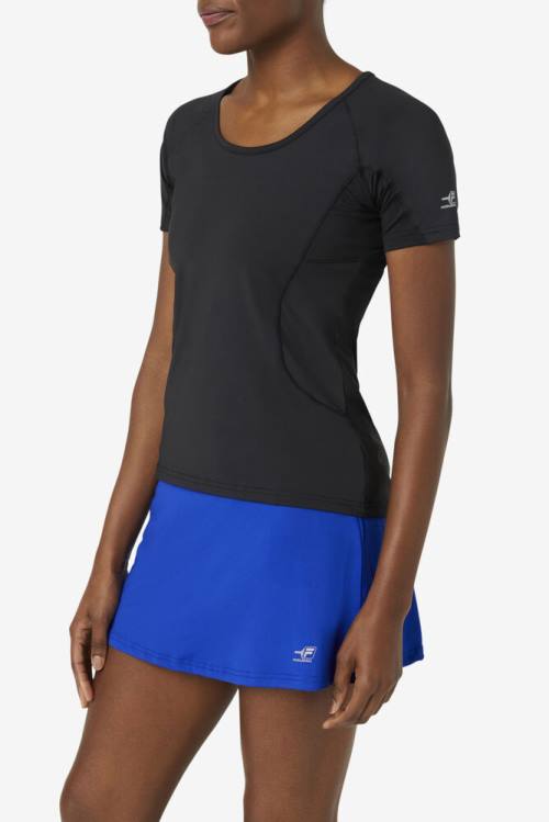 Black Women's Fila Pickleball Sleeve Top T Shirts | Fila547VK