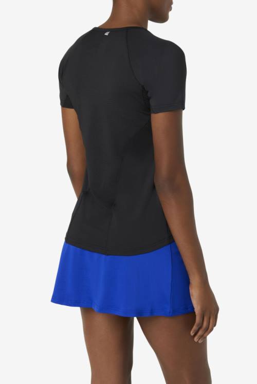 Black Women's Fila Pickleball Sleeve Top T Shirts | Fila547VK