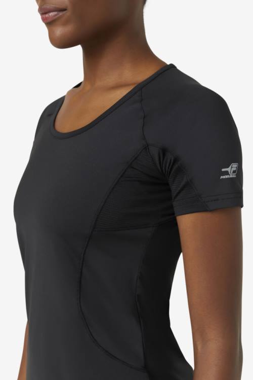 Black Women's Fila Pickleball Sleeve Top T Shirts | Fila547VK