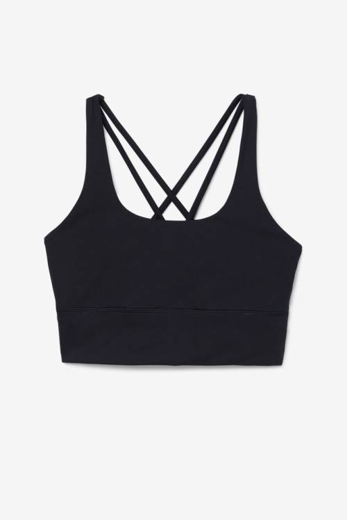 Black Women\'s Fila Uplift Cross Back Bra Sports Tops | Fila172ID