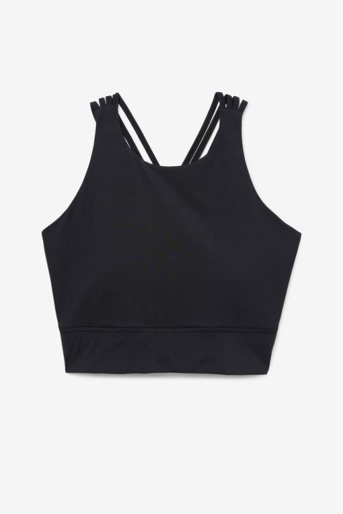 Black Women\'s Fila Uplift High Neck Sports Bra Sports Tops | Fila034UA