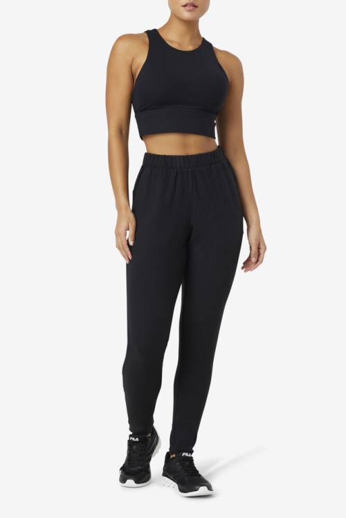 Black Women's Fila Uplift High Neck Sports Bra Sports Tops | Fila947FA