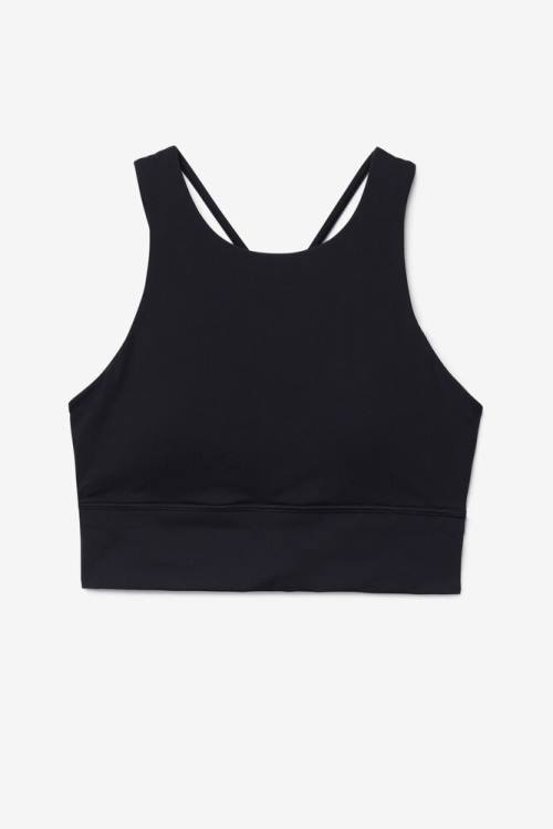 Black Women\'s Fila Uplift High Neck Sports Bra Sports Tops | Fila947FA