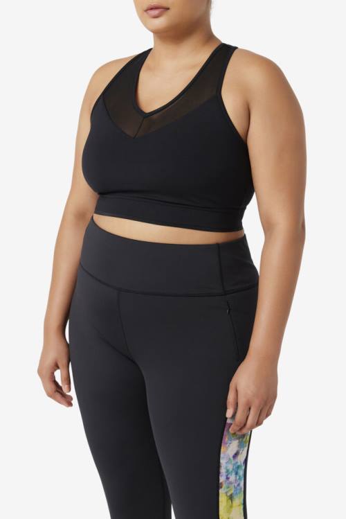 Black Women's Fila Uplift Racerback Bra Sports Tops | Fila408LN