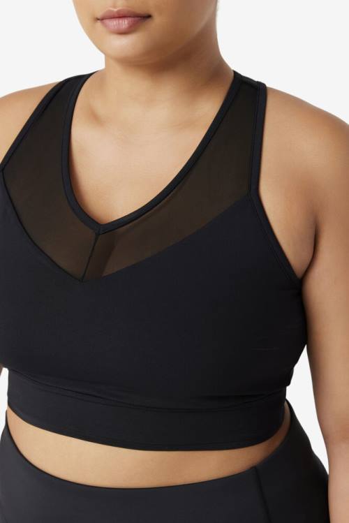 Black Women's Fila Uplift Racerback Bra Sports Tops | Fila408LN