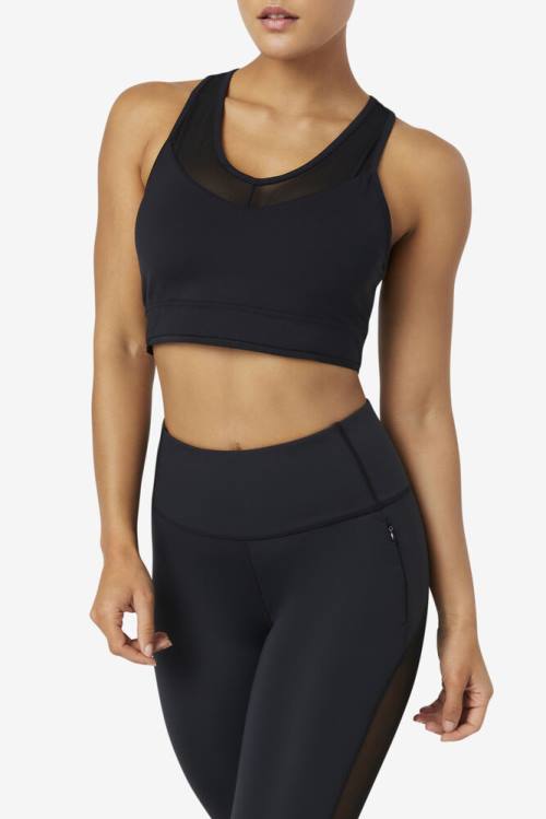 Black Women's Fila Uplift Racerback Bra Sports Tops | Fila951FV