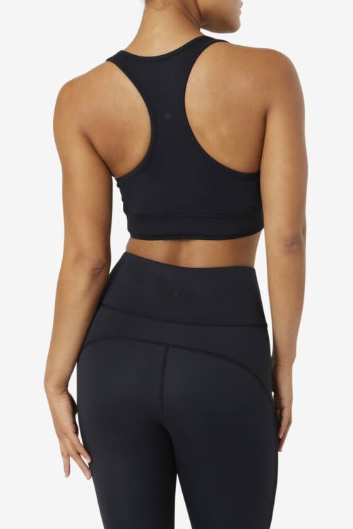 Black Women's Fila Uplift Racerback Bra Sports Tops | Fila951FV