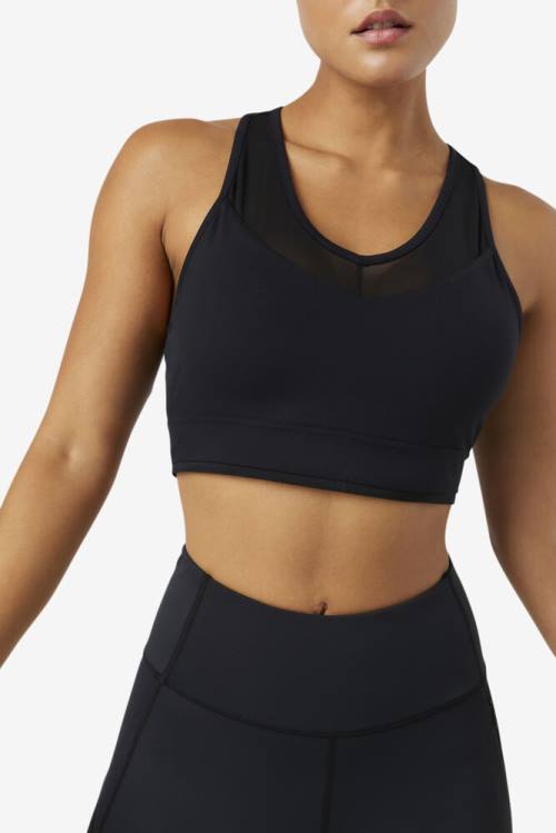 Black Women's Fila Uplift Racerback Bra Sports Tops | Fila951FV