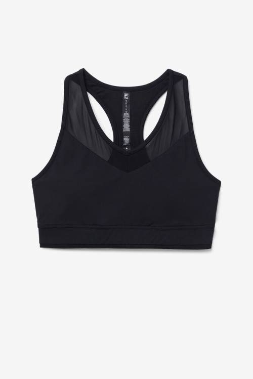 Black Women\'s Fila Uplift Racerback Bra Sports Tops | Fila951FV