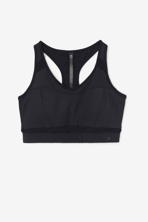 Black Women\'s Fila Uplift Racerback Sports Bra Sports Tops | Fila162CB