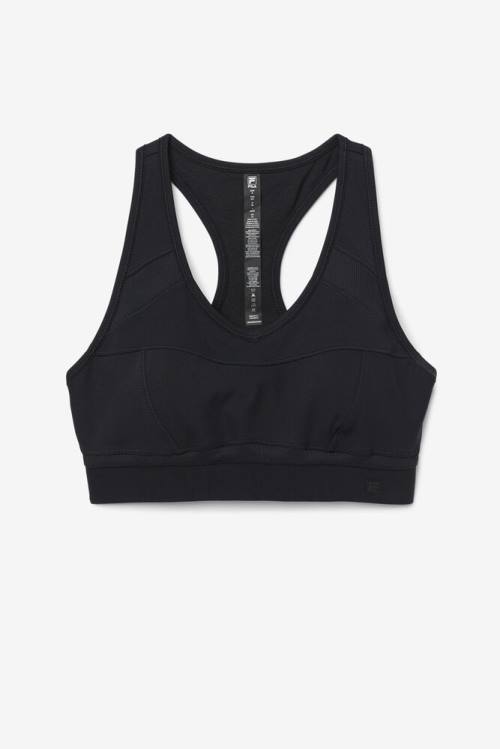 Black Women\'s Fila Uplift Racerback Sports Bra Sports Tops | Fila940BN