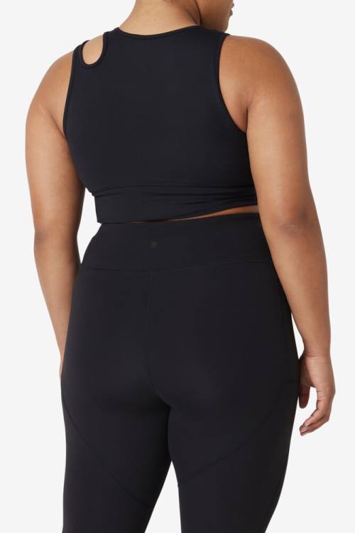 Black Women's Fila Uplift Slice Crop Bra Sports Tops | Fila279WP