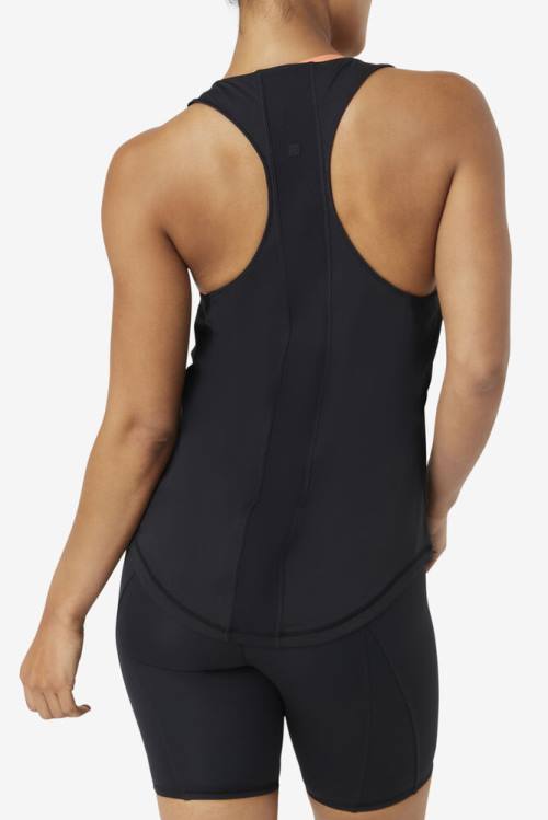 Black Women's Fila Uplift Textured Racerback Tank Sports Tops | Fila893PW