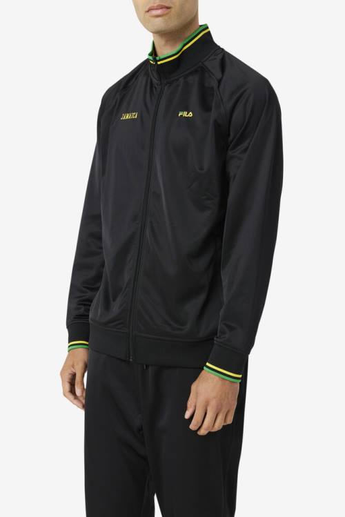 Black / Yellow / Green Men's Fila Jamaica Track Jackets | Fila436MT